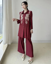 Luxury Petite Embroidered Pleated Set